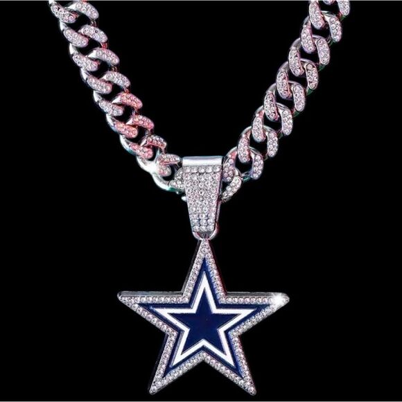 NFL Dallas Cowboys Necklace & Chain Pendant Iced Bling Fan‎ - Picture 2 of 4